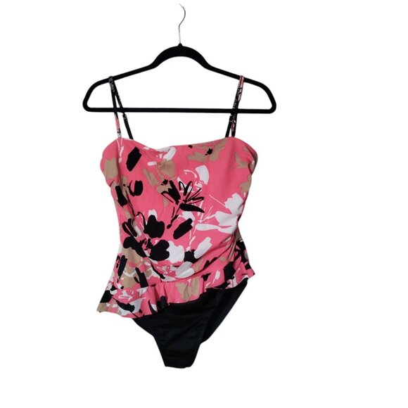 Magicsuit Pink Black  One Piece Swimsuit Size 14 Removable Straps - Picture 1 of 7